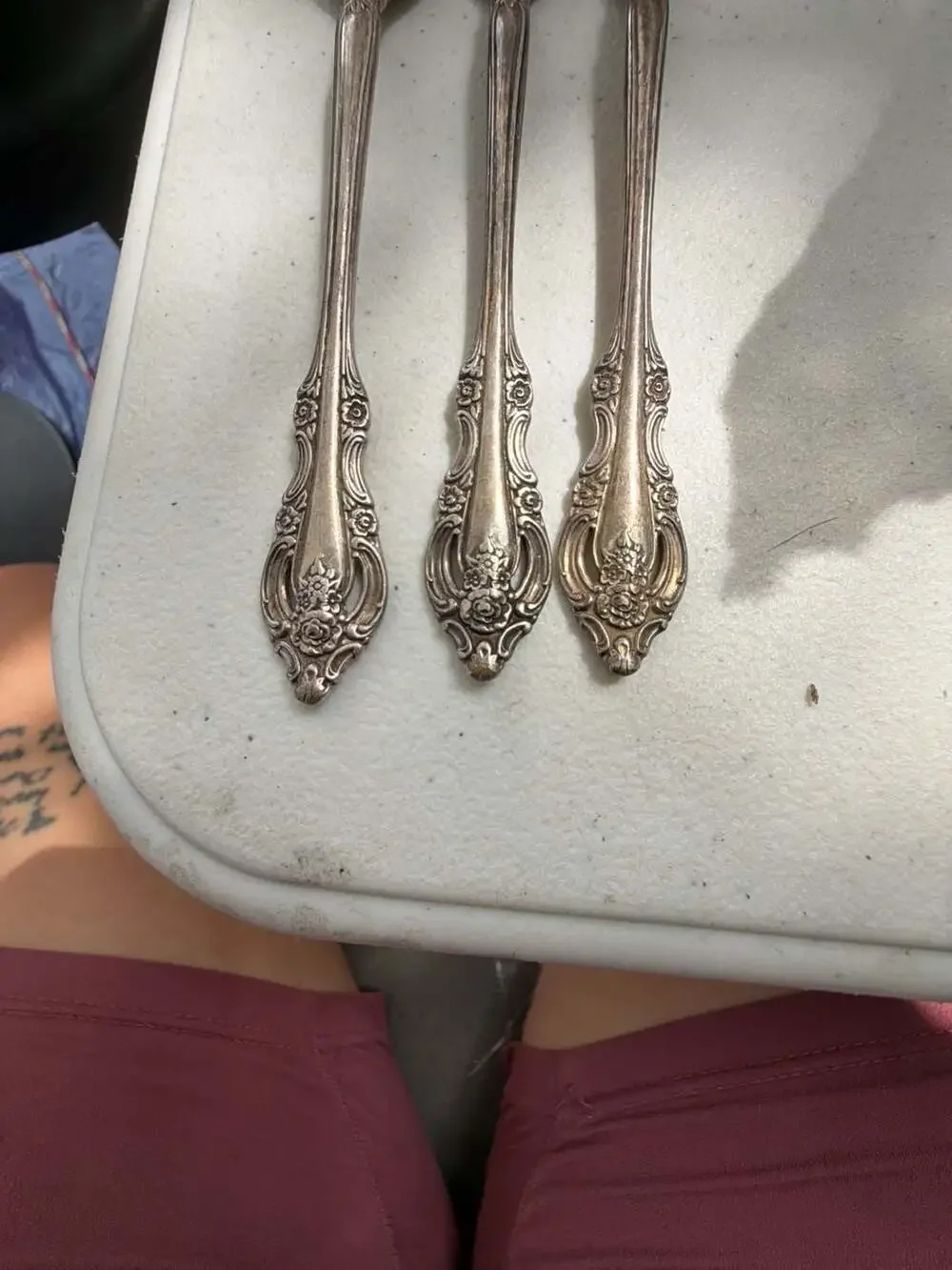 Set of 3 Oneida Community Silverplate Teaspoons in the Raphael Pattern